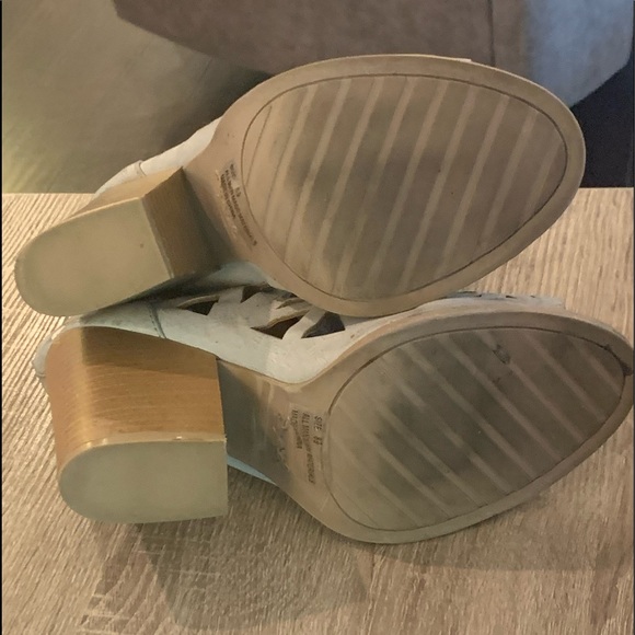 Cream Cutout/Lace-up Wedges, worn twice - Picture 6 of 8